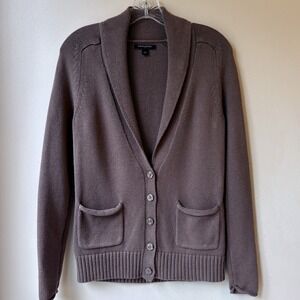 Banana Republic Button Up Cardigan Shawl Collar Medium Beige Rolled Hems